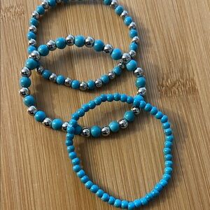 Elegant Turquoise and Silver Bracelet Trio